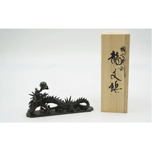 【高岡銅器】龍文鎮（大）茶色 インテリア 置物 ペーパーウエイト 伝統工芸品 職人 手作り 富山県 高岡 FAD-2090