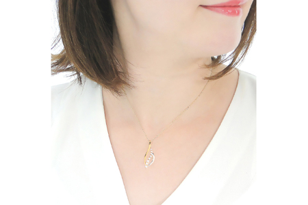 ネックレス PT900 K18YG コンビ【0.33ct】 ダイヤモンド イエローゴールド プラチナ リーフ ペンダント 葉 雫 ドロップ レディース 【f263-ygpt】