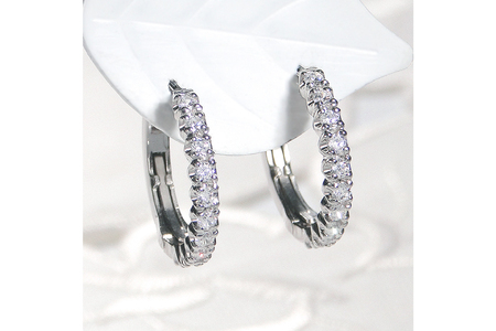 ピアス フープピアス プラチナ PT900 ダイヤモンド 0.35ct レディース 円 丸 輪っか バネ式 キャッチレス 中折れピアス【f215-pt】