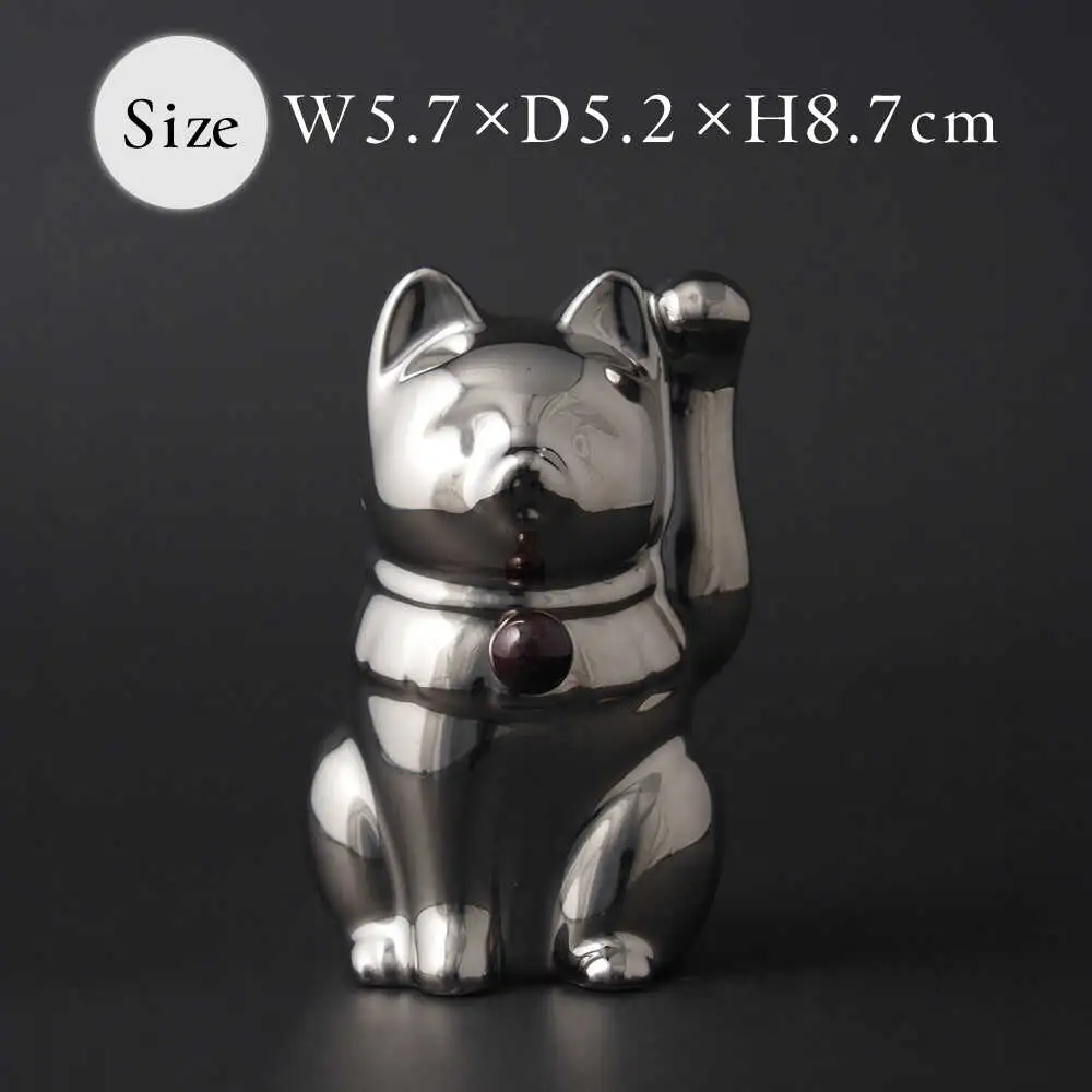 【瀬戸焼】＜招き猫＞Jeramic 2体セット ゴールド&プラチナ ガーネット1月 【m.m.d.】 / インテリア ネコ 風水 誕生石 [BBAC006]