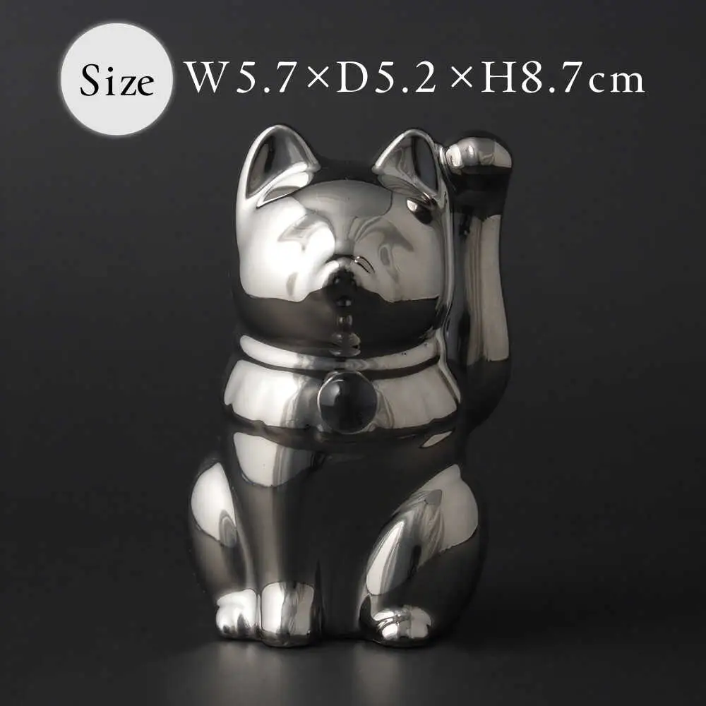 【瀬戸焼】＜招き猫＞Jeramic 2体セット ゴールド&プラチナ 水晶4月 【m.m.d.】 / インテリア ネコ 風水 誕生石 [BBAC010]