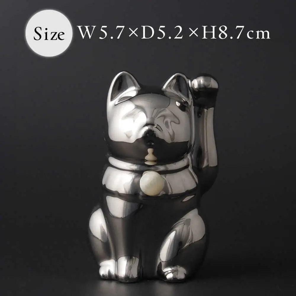 【瀬戸焼】＜招き猫＞Jeramic 2体セット ゴールド&プラチナ ムーンストーン6月 【m.m.d.】 / インテリア ネコ 風水 誕生石 [BBAC009]