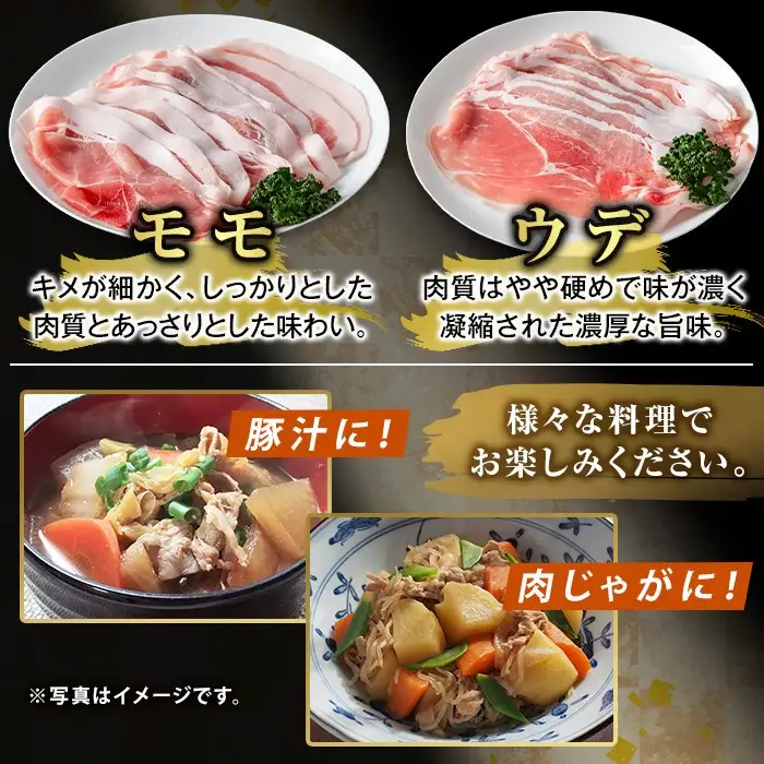K-376-A 鹿児島県産霜降りトロ豚 赤身スライスセット(合計1.5kg)【ふるさと産直バザール】霧島市 モモ ウデ 豚肉 国産 鹿児島県産 肉 精肉 小分け セット 食べ比べ
