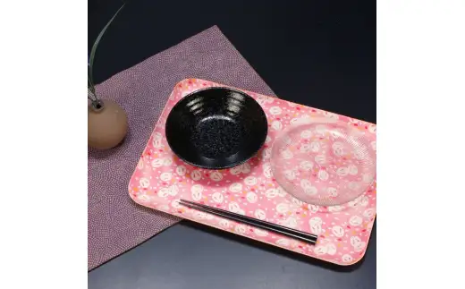 タツクラフト 友禅和紙トレー M 33cm 2枚セット 桜 雪うさぎ 【Tk303】【ttcf922-yum-1】