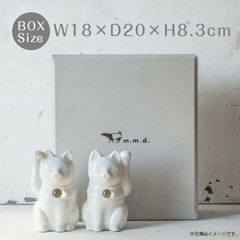 【瀬戸焼】＜招き猫＞Jeramic 2体セット 水晶4月 【m.m.d.】 / インテリア ネコ 風水 誕生石 [BBAC014]