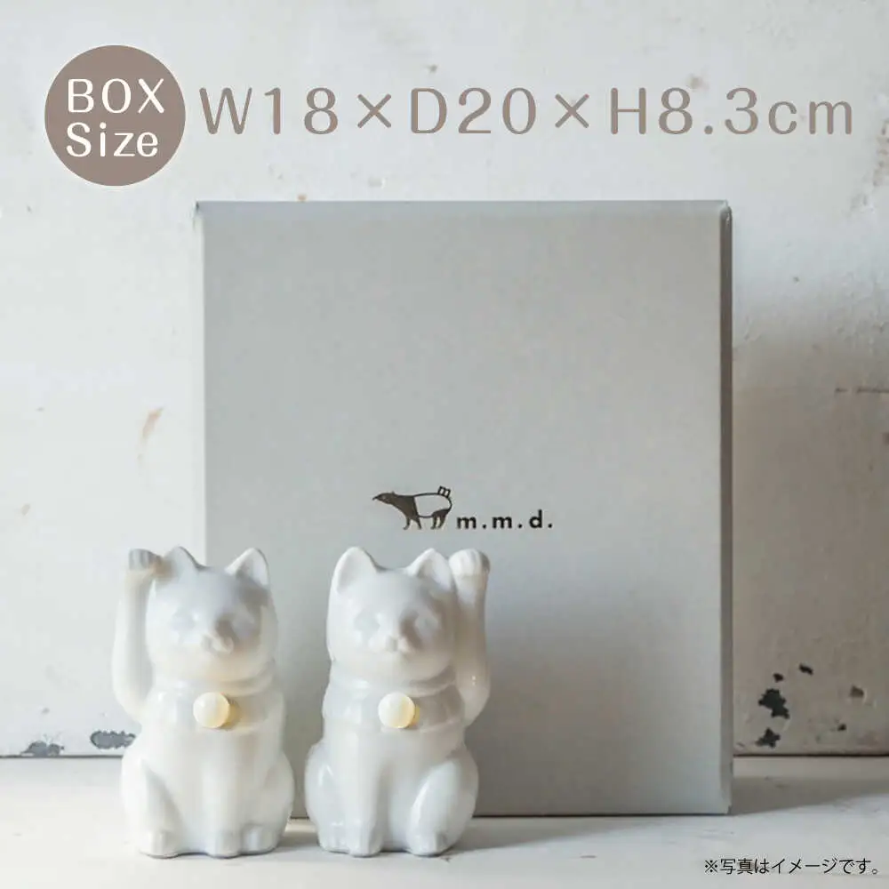 【瀬戸焼】＜招き猫＞Jeramic 2体セット ムーンストーン6月 【m.m.d.】 / インテリア ネコ 風水 誕生石 [BBAC013]