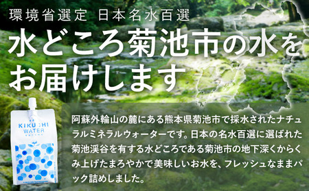 THE KIKUCHI WATER 500ml×30本 合計15L 水 飲料水 ミネラルウォーター シリカ 飲料《90日以内に出荷予定(土日祝除く)》天然水 飲料水 ミネラルウォーター シリカ含有 アルミパウチ パウチ 国産 九州産 熊本県産 菊池市産 送料無料