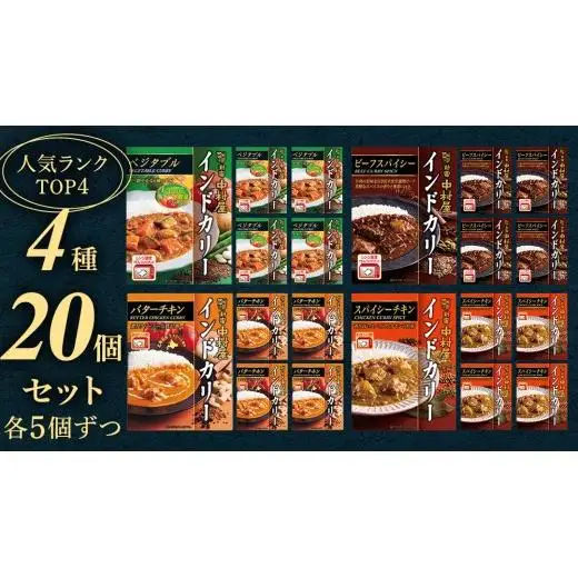 新宿中村屋 人気 レトルトカリー 詰合せ 20個セット（ 4種 各5個 ）