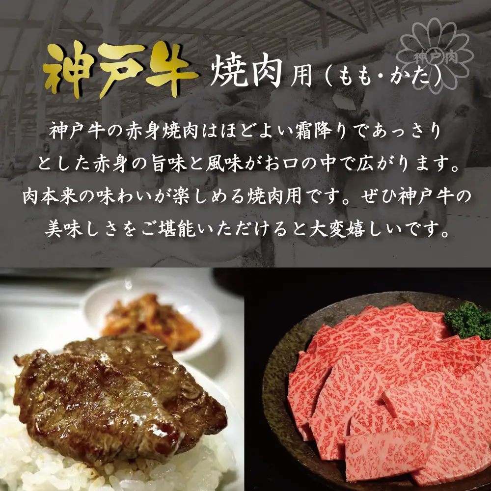 神戸牛焼肉（もも・かた　500g）  [肉 牛肉 神戸牛 最高級肉 神戸ビーフ 神戸肉 但馬牛 もも肉 肩ロース 焼肉 すき焼き しゃぶしゃぶ お取り寄せ 加東市 兵庫県]