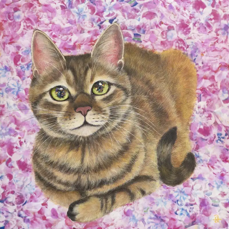 猫作家福嶋吾然有が描く、猫のセミオーダー絵画 S4号サイズ 猫