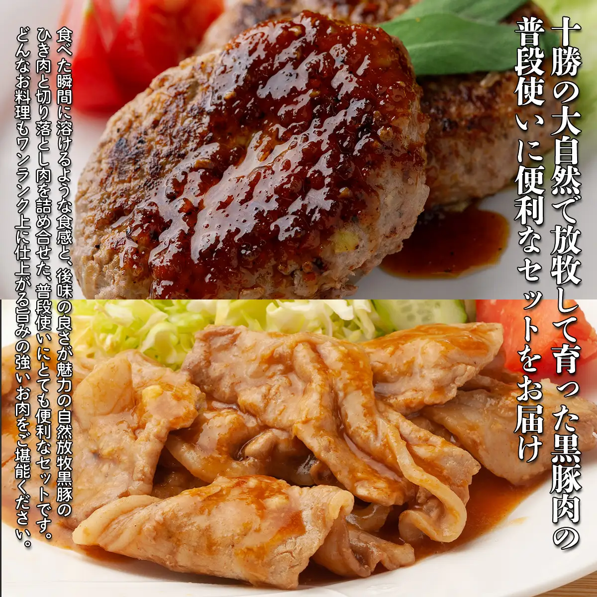 十勝鹿追町産　放牧黒豚　ひき肉＆切り落としセット（1,950ｇ）　【 人気  北海道  送料無料 】SKN018