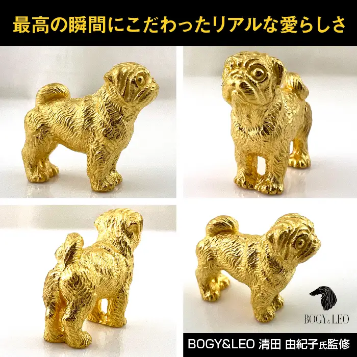 【置物】純金(Ｋ２４)製 『パグ』ミニチュアオブジェ ALPBK114