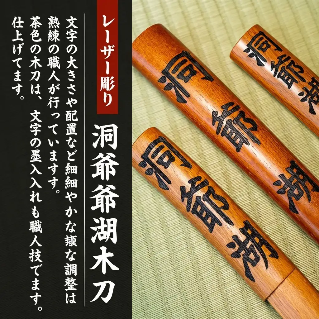 洞爺湖木刀 茶 レーザー彫り ナラ材 洞爺湖木刀【小】