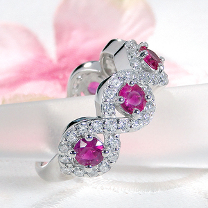 指輪 プラチナ PT900 ダイヤモンド 0.8ct リング ルビー ラウンド ウェーブ ねじれ ∞ ツイスト ボリューム ハーフエタニティ【f256-pt-ru】 ALPAZ103