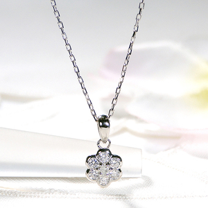 ネックレス プラチナ PT900 ダイヤモンド 0.21ct フラワーモチーフ ペンダント レディース お花 小ぶり【f265-pt-d】 ALPAZ107