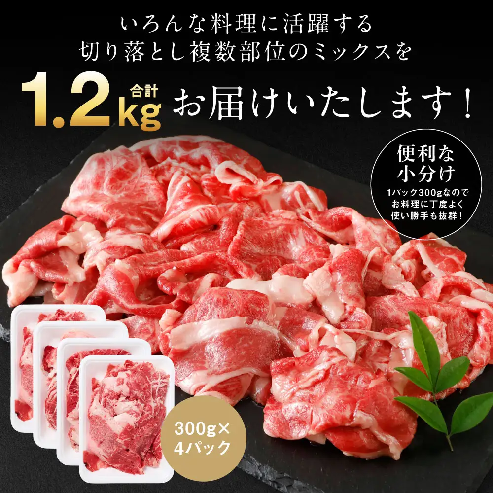 【訳あり】 牛肉 くまもと黒毛和牛 切り落とし 1.2kg（ 300g × 4 ） 【2026年11月発送】 牛肉