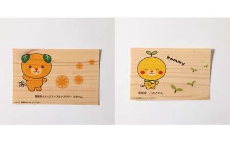 国産木材で作ったはがき みきゃんシリーズ 全4種類セット 合計4枚 はがき ハガキ 葉書（613）