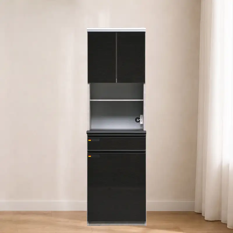 食器棚 オッド 60OP【黒木目・ムラミグレー】 幅60cm ダイニングボード 完成品 キッチン収納 スリム キッチンボード