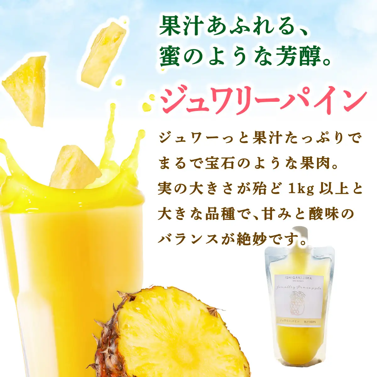 《2027年6月以降順次発送》完熟ジュワリーパイン果汁100％！！の濃厚ジュース300ml×3パックをお届け！
