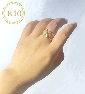 ｅｊブランド『era』-時代- おしゃれなアンティーク調 Bullionフリーサイズリング K10YG ALPDL027
