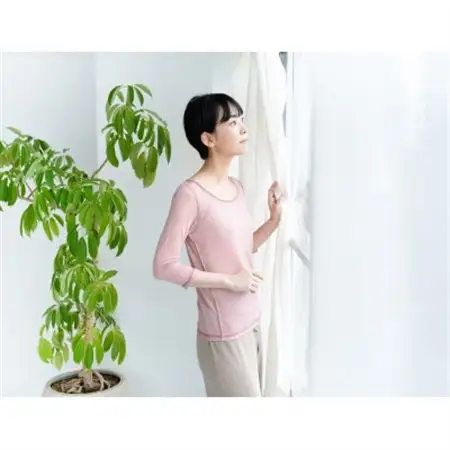 【洗える/柔らかマシュマロ素材/草木染め】七分袖Uネックインナー　アカネピンク【1585474】