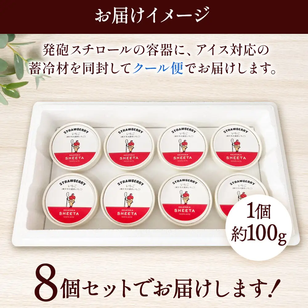 ジェラート イチゴ 約100g×8個