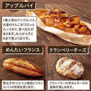 a985-B ハコスの人気ベスト3パン詰合せセット(各2個・計6個)【bakery hacos】姶良市 パン 冷凍パン 詰め合わせ 惣菜パン 菓子パン パイ アップルパイ めんたいフランス クランベリーチーズ