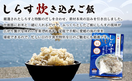 ＜しらす炊き込みご飯セット 3袋＞2合用 二合 2～3人前 しらす シラス おじゃこ お魚 おさかな 小魚 魚介類 乾燥 海の幸 海鮮 小分け 個包装 おすそ分け 国産 産地直送 送料無料 特産品 濱田水産 愛媛県 西予市【冷凍】『最短10営業日以内に順次発送予定』AHS0004