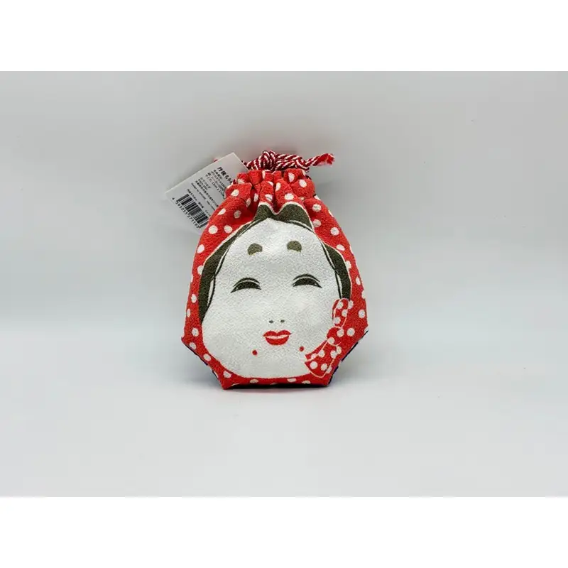 丹後ちりめん 祭巾着（ひょっとこおかめ） サイズ：約17cm×13cm