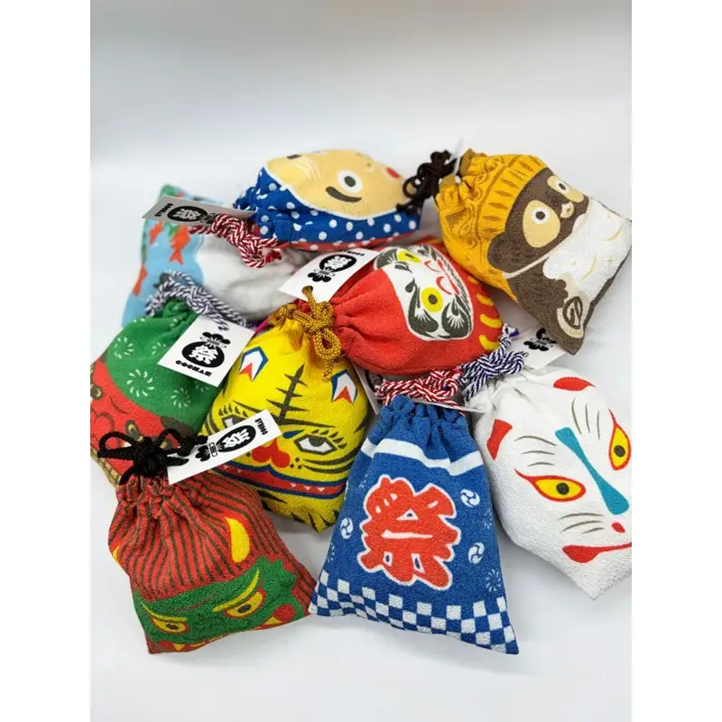 丹後ちりめん 祭巾着（はっぴ） サイズ：約17cm×13cm