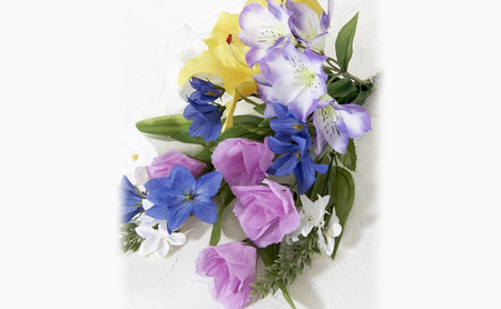 造花墓花 イエローカサブランカ アルストロメリア 仏花 造花墓花【左右1対セット】