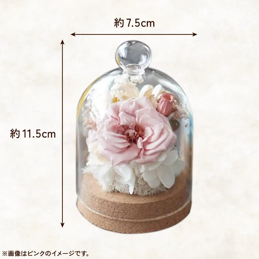 プリザーブドフラワー ガラスドーム【ブルー】約11.5cm×約7.5cm 1個