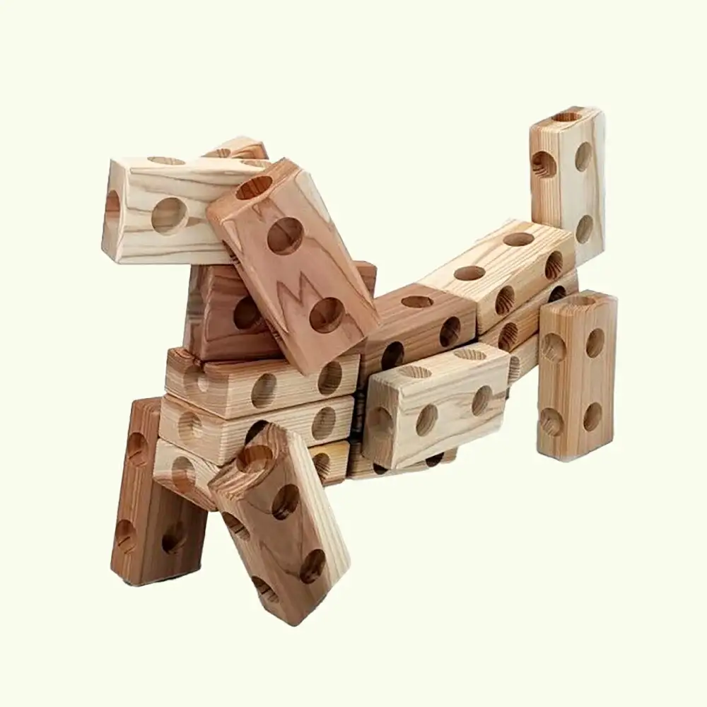 木製ブロック ズレンガ 24ピース[AQBH010] 木 おもちゃ ブロック
