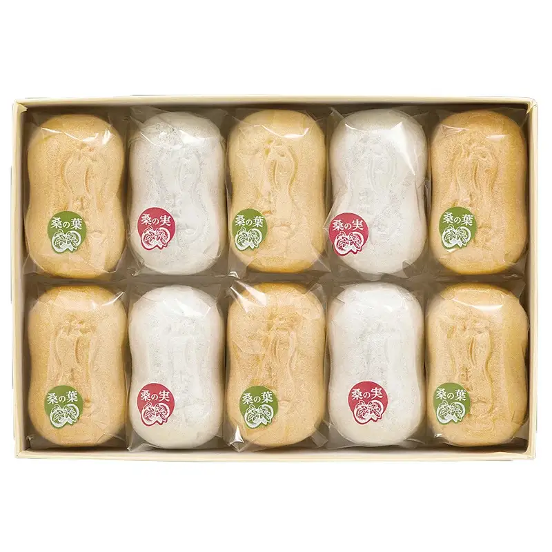 桑の実(どどめ)と桑の葉もなか まゆくわ最中 計10個入(桑の葉餡×6個、桑の実餡×4個) 銘菓 モナカ 最中 もなか まゆ菓優 田島屋 桑の実 桑の葉 桑 ご当地 お菓子 和菓子 お茶菓子 食品 F21E-576