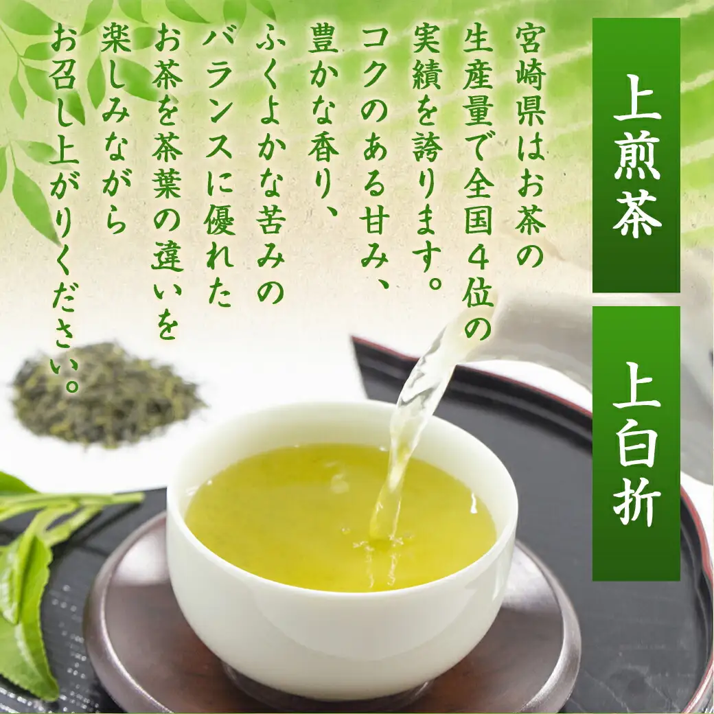 煎茶・白折味くらべセット〔MJ-48-003〕_(都城市) 茶葉 上煎茶 80g×3本 上白折 80g×2本 お茶の産地 都城盆地 最高級品 ホット 冷茶 日本茶 せんちゃ しらおれ