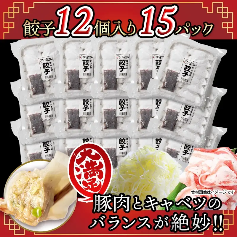 ばあちゃん本舗餃子180個〔17-1512〕_(都城市) ばあちゃん本舗餃子 12個入り 豚肉とキャベツ 餃子のタレ 焼き餃子 揚げ餃子 水餃子 おかず お惣菜