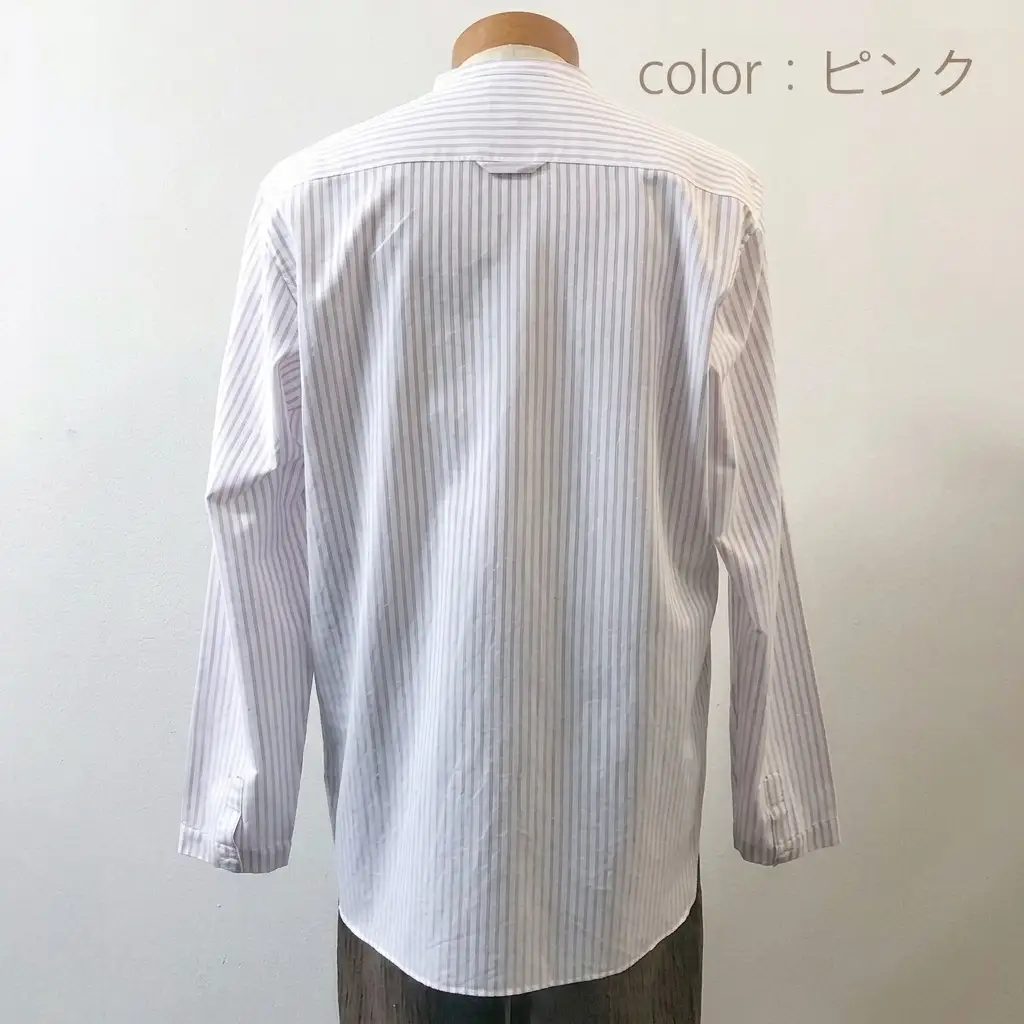 【遠州織物】武襯衣 先染ストライプドビー織シャツ メンズ ノーマリーデザイン ピンク ファッション 服 男性  ピンクＬ