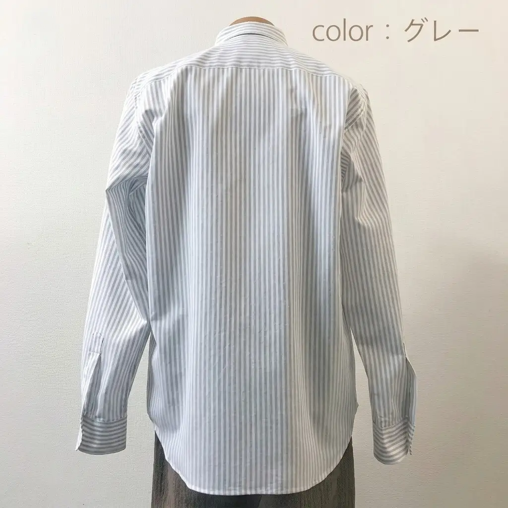 【遠州織物】武襯衣 先染ストライプドビー織シャツ メンズ 長袖 グレー ファッション 服 男性  グレーM