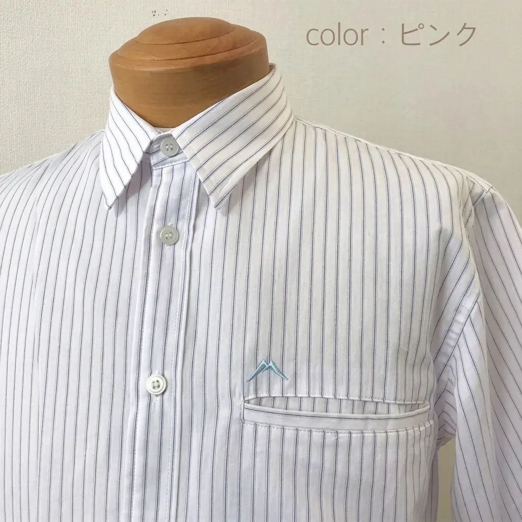 【遠州織物】武襯衣 先染ストライプドビー織シャツ　メンズ 半袖 ピンク ファッション 服 男性  ピンクＭ