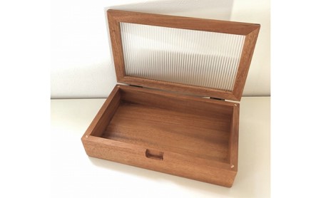 木製小物入れ／マホガニー 工芸品 雑貨 日用品 