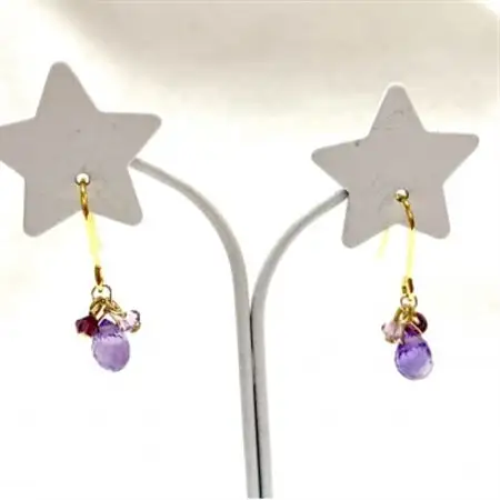 天然石アメジストとスワロフスキーのピアス【配送不可地域：沖縄県】【1563565】