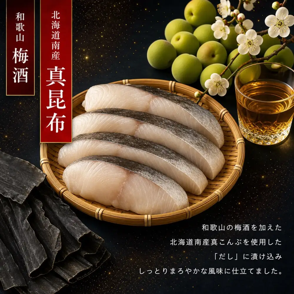 和歌山魚鶴仕込みのだし漬け天然銀だら切身8切（真空パック入） 約720g  小分け