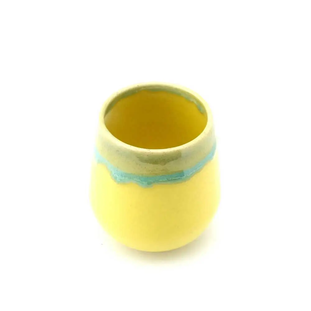 【波佐見焼】Folk Design 片口酒器・盃 黄地緑釉流し 2点セット【玉有】[IE56]