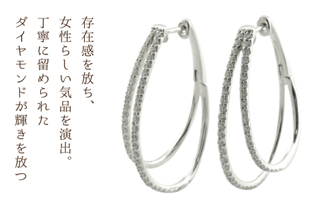 ピアス レディース プラチナ フープピアス ダイヤモンド