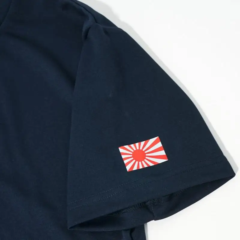 Tシャツ【左腕 軍艦旗】自衛隊グッズ ワンポイント 旭日旗　ネイビー　2Lサイズ ku091-079-2l-r