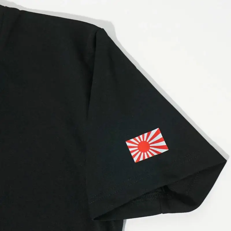 Tシャツ【左腕 軍艦旗】自衛隊グッズ ワンポイント 旭日旗　ブラック　Sサイズ ku091-080-s-r