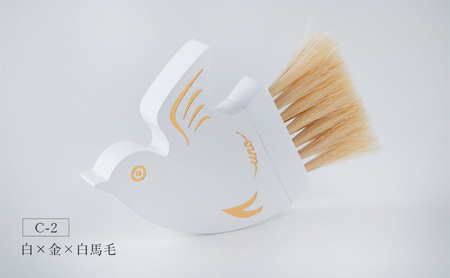 千鳥ブラシ【6種類】ブラシ 卓上ブラシ 千鳥モチーフ 赤 白 黒 馬毛 工芸品 日本製 墨田区 東京 C-1　赤×金×白馬毛