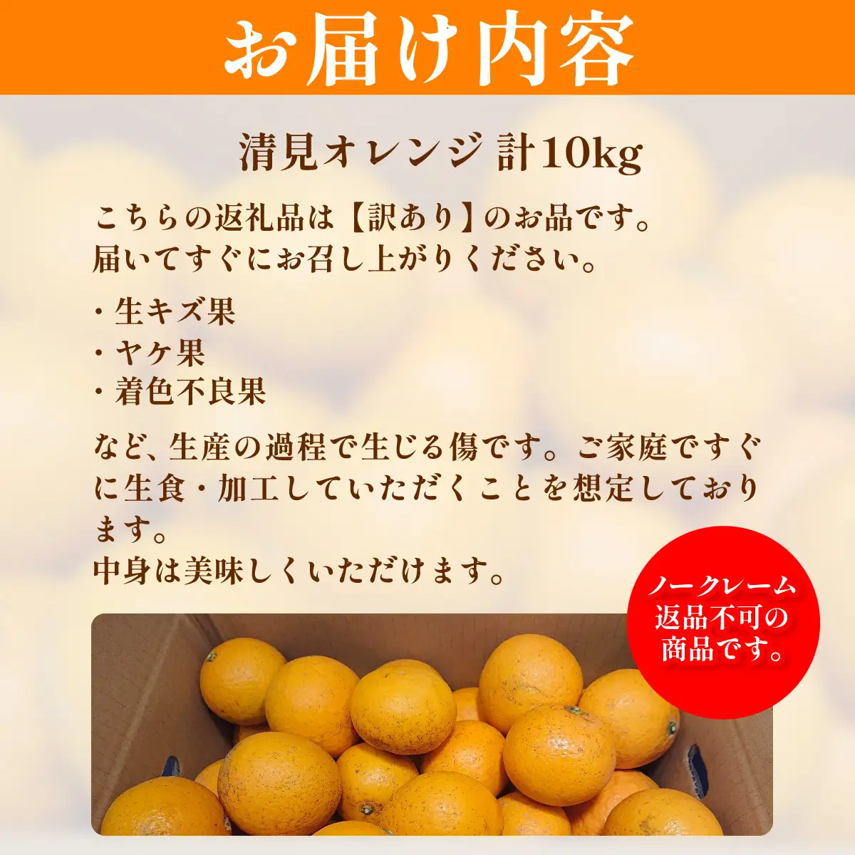 【先行予約】訳あり 清見オレンジ計10kg ※離島への配送不可（2027年3月上旬頃より順次発送予定） IKTAC009