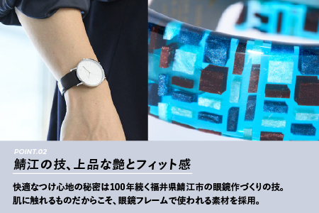 鯖江発！眼鏡職人が作った新感覚の腕時計 バングルウォッチ40　（バングル＋ウォッチ本体）ステンドブルー バンド 腕時計 