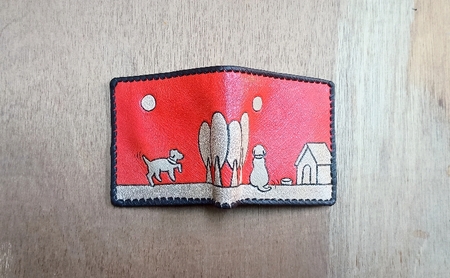 ☆世界にたった一つ☆　わんこの二つ折り財布　☆オレンジ☆ 財布 お財布 二つ折り